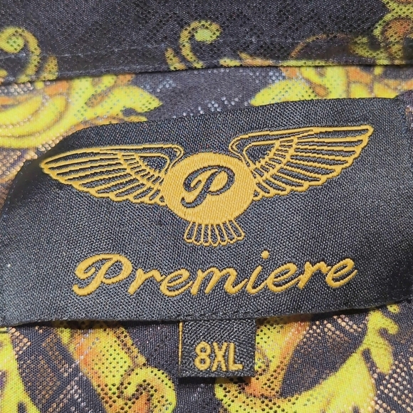 Italian Baroque Print Club Shirt Gold Designs Sz 8XL - Picture 3 of 5